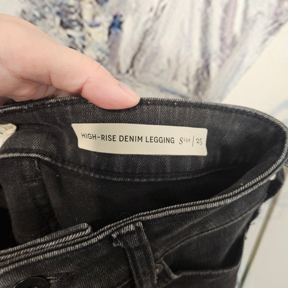 Pilcro and the Letterpress Anthropologie High Rise Moto Denim Leggings Black 25 - Picture 4 of 11